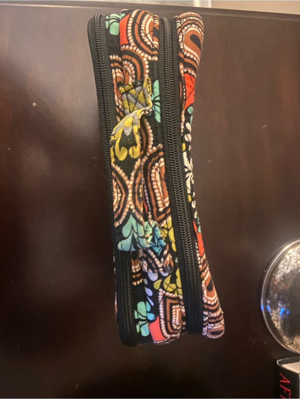 Vera Bradley Black Multi Floral Paisley Quilted Cosmetic Pouch retired "Sierra" - Picture 2 of 8